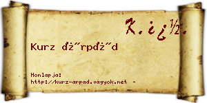 Kurz Árpád névjegykártya